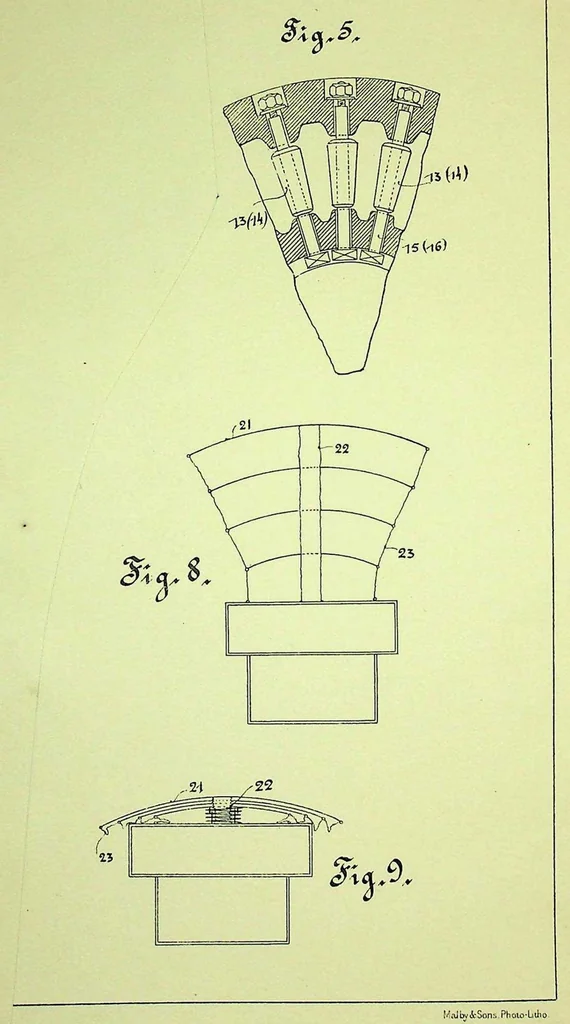 An illustration from Lewitsky - Improved Flying Machine, British Patent 3305 of 1910, 1911, leaf 2