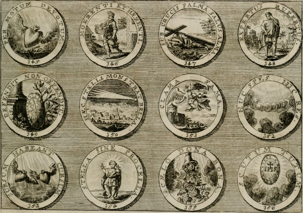 An illustration from Gedancken Muster und Anleitungen : worinen eine grosse Zahl nicht allein Sumarischer sondern auch Moral: emblematischen Figuren in vier Sprachen als Lat: Franz: Ital: und Teutsch vorstellet samt noch eines Stambuchs schöner Anweisungen woraus bey jeder Gelegenheit aus solchen etwas kan gezogen werden, 1700, leaf 30