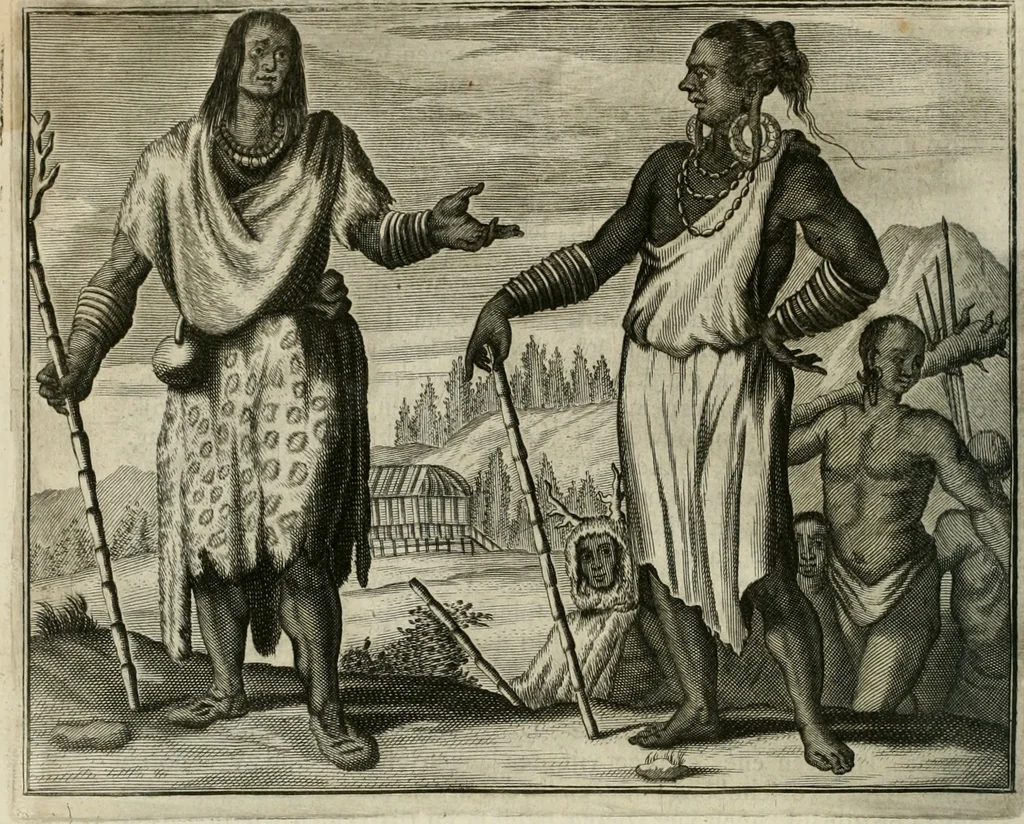 An illustration from Gedenkwaerdig bedryf der Nederlandsche Oost-Indische maetschappye, op de kuste en in het keizerrijk van Taising of Sina: behelzende het tweede gezandschap aen den onder-koning Singlamong en veldheer Taising Lipoui; door Jan van Kampen en Konstantyn Nobel. Vervolgt met een verhael van het voorgevallen des jaers zestien hondert drie ein vier en zestig, op de kust van Sina, en ontrent d'eilanden Tayowan, Formosa, Ay en Quemuy, onder 't gezag van Balthasar Bort: en het derde gezandschap aen Konchy, Tartarsche keizer van Sina en Oost-Tartarye: onder beleit van Zijne Ed. Pieter van Hoorn. Beneffens een beschryving van geheel Sina. Verciert doorgaens met verscheide kopere platen, 1670, leaf 33