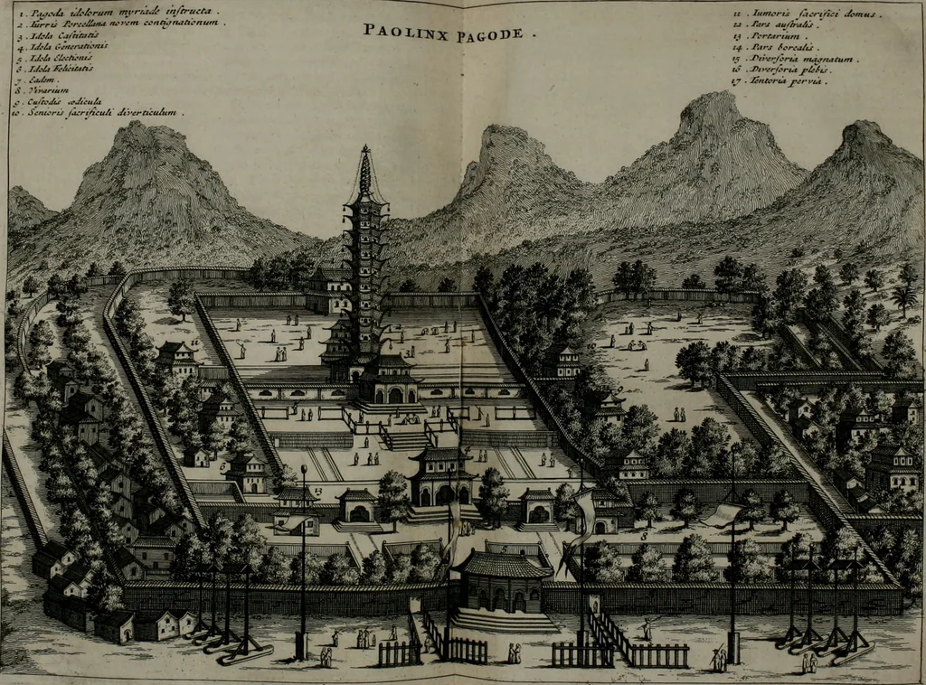 An illustration from Gedenkwaerdig bedryf der Nederlandsche Oost-Indische maetschappye, op de kuste en in het keizerrijk van Taising of Sina: behelzende het tweede gezandschap aen den onder-koning Singlamong en veldheer Taising Lipoui; door Jan van Kampen en Konstantyn Nobel. Vervolgt met een verhael van het voorgevallen des jaers zestien hondert drie ein vier en zestig, op de kust van Sina, en ontrent d'eilanden Tayowan, Formosa, Ay en Quemuy, onder 't gezag van Balthasar Bort: en het derde gezandschap aen Konchy, Tartarsche keizer van Sina en Oost-Tartarye: onder beleit van Zijne Ed. Pieter van Hoorn. Beneffens een beschryving van geheel Sina. Verciert doorgaens met verscheide kopere platen, 1670, leaf 419