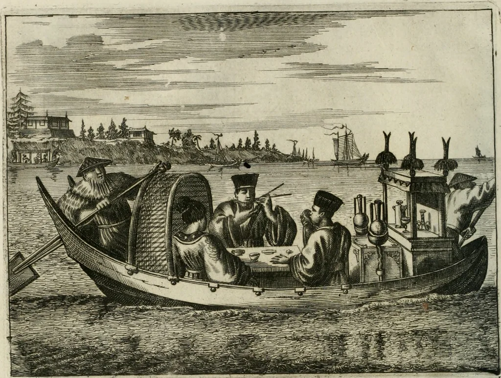 An illustration from Gedenkwaerdig bedryf der Nederlandsche Oost-Indische maetschappye, op de kuste en in het keizerrijk van Taising of Sina: behelzende het tweede gezandschap aen den onder-koning Singlamong en veldheer Taising Lipoui; door Jan van Kampen en Konstantyn Nobel. Vervolgt met een verhael van het voorgevallen des jaers zestien hondert drie ein vier en zestig, op de kust van Sina, en ontrent d'eilanden Tayowan, Formosa, Ay en Quemuy, onder 't gezag van Balthasar Bort: en het derde gezandschap aen Konchy, Tartarsche keizer van Sina en Oost-Tartarye: onder beleit van Zijne Ed. Pieter van Hoorn. Beneffens een beschryving van geheel Sina. Verciert doorgaens met verscheide kopere platen, 1670, leaf 509