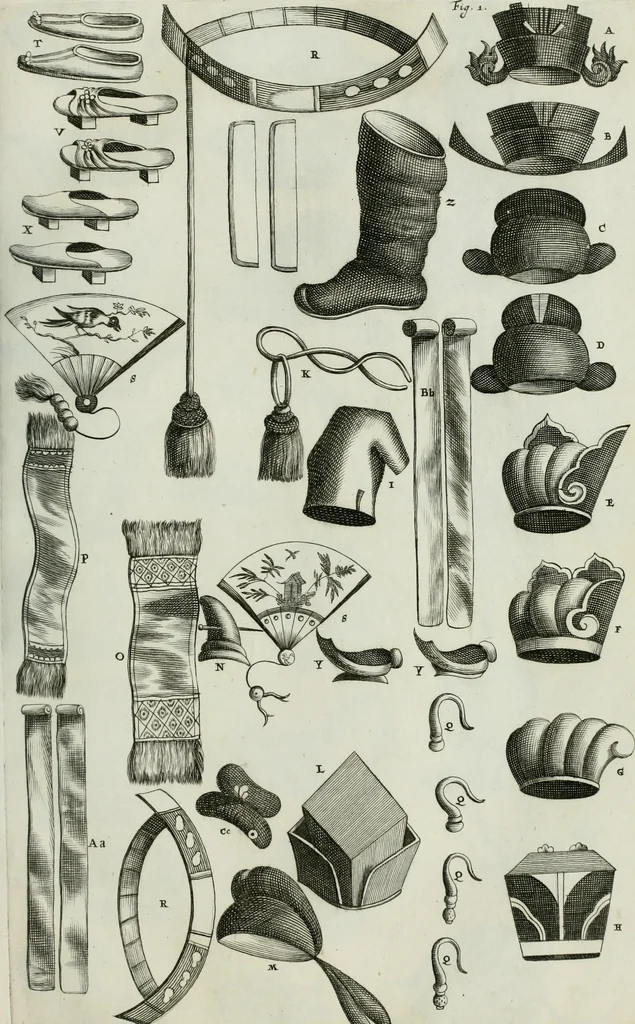 An illustration from Gedenkwaerdig bedryf der Nederlandsche Oost-Indische maetschappye, op de kuste en in het keizerrijk van Taising of Sina: behelzende het tweede gezandschap aen den onder-koning Singlamong en veldheer Taising Lipoui; door Jan van Kampen en Konstantyn Nobel. Vervolgt met een verhael van het voorgevallen des jaers zestien hondert drie ein vier en zestig, op de kust van Sina, en ontrent d'eilanden Tayowan, Formosa, Ay en Quemuy, onder 't gezag van Balthasar Bort: en het derde gezandschap aen Konchy, Tartarsche keizer van Sina en Oost-Tartarye: onder beleit van Zijne Ed. Pieter van Hoorn. Beneffens een beschryving van geheel Sina. Verciert doorgaens met verscheide kopere platen, 1670, leaf 588