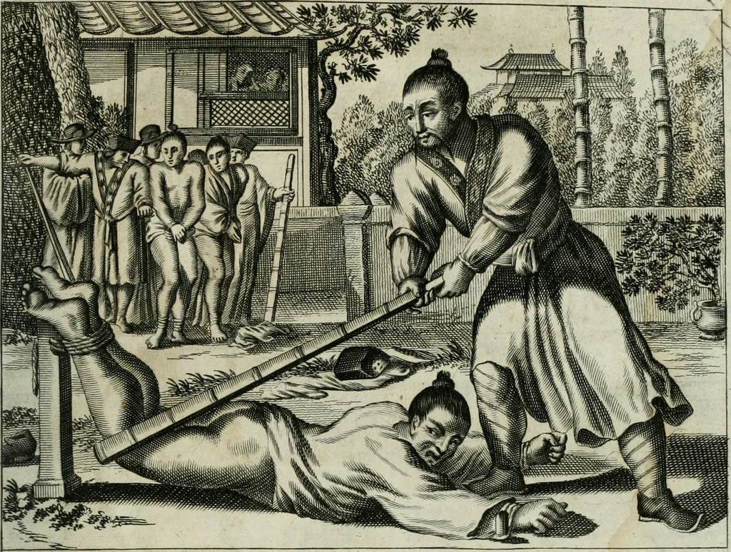 An illustration from Gedenkwaerdig bedryf der Nederlandsche Oost-Indische maetschappye, op de kuste en in het keizerrijk van Taising of Sina: behelzende het tweede gezandschap aen den onder-koning Singlamong en veldheer Taising Lipoui; door Jan van Kampen en Konstantyn Nobel. Vervolgt met een verhael van het voorgevallen des jaers zestien hondert drie ein vier en zestig, op de kust van Sina, en ontrent d'eilanden Tayowan, Formosa, Ay en Quemuy, onder 't gezag van Balthasar Bort: en het derde gezandschap aen Konchy, Tartarsche keizer van Sina en Oost-Tartarye: onder beleit van Zijne Ed. Pieter van Hoorn. Beneffens een beschryving van geheel Sina. Verciert doorgaens met verscheide kopere platen, 1670, leaf 610