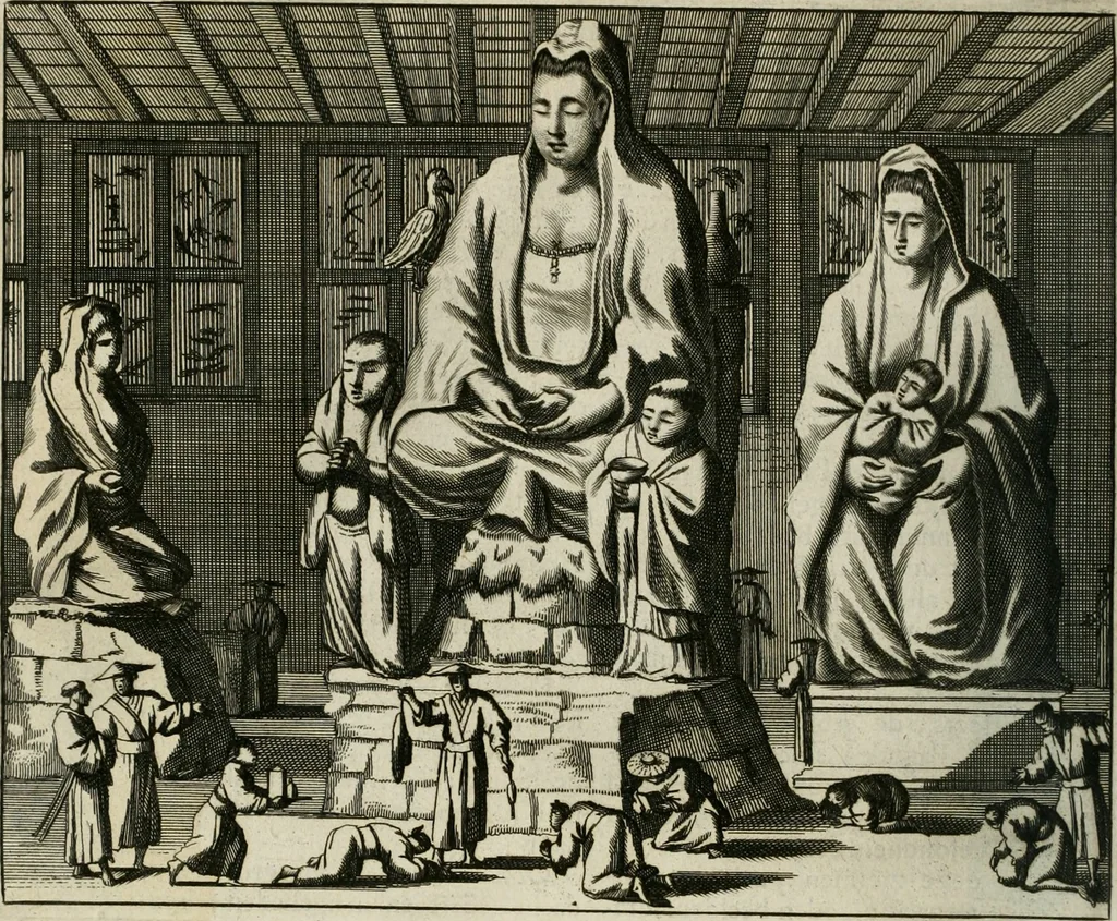 An illustration from Gedenkwaerdig bedryf der Nederlandsche Oost-Indische maetschappye, op de kuste en in het keizerrijk van Taising of Sina: behelzende het tweede gezandschap aen den onder-koning Singlamong en veldheer Taising Lipoui; door Jan van Kampen en Konstantyn Nobel. Vervolgt met een verhael van het voorgevallen des jaers zestien hondert drie ein vier en zestig, op de kust van Sina, en ontrent d'eilanden Tayowan, Formosa, Ay en Quemuy, onder 't gezag van Balthasar Bort: en het derde gezandschap aen Konchy, Tartarsche keizer van Sina en Oost-Tartarye: onder beleit van Zijne Ed. Pieter van Hoorn. Beneffens een beschryving van geheel Sina. Verciert doorgaens met verscheide kopere platen, 1670, leaf 783