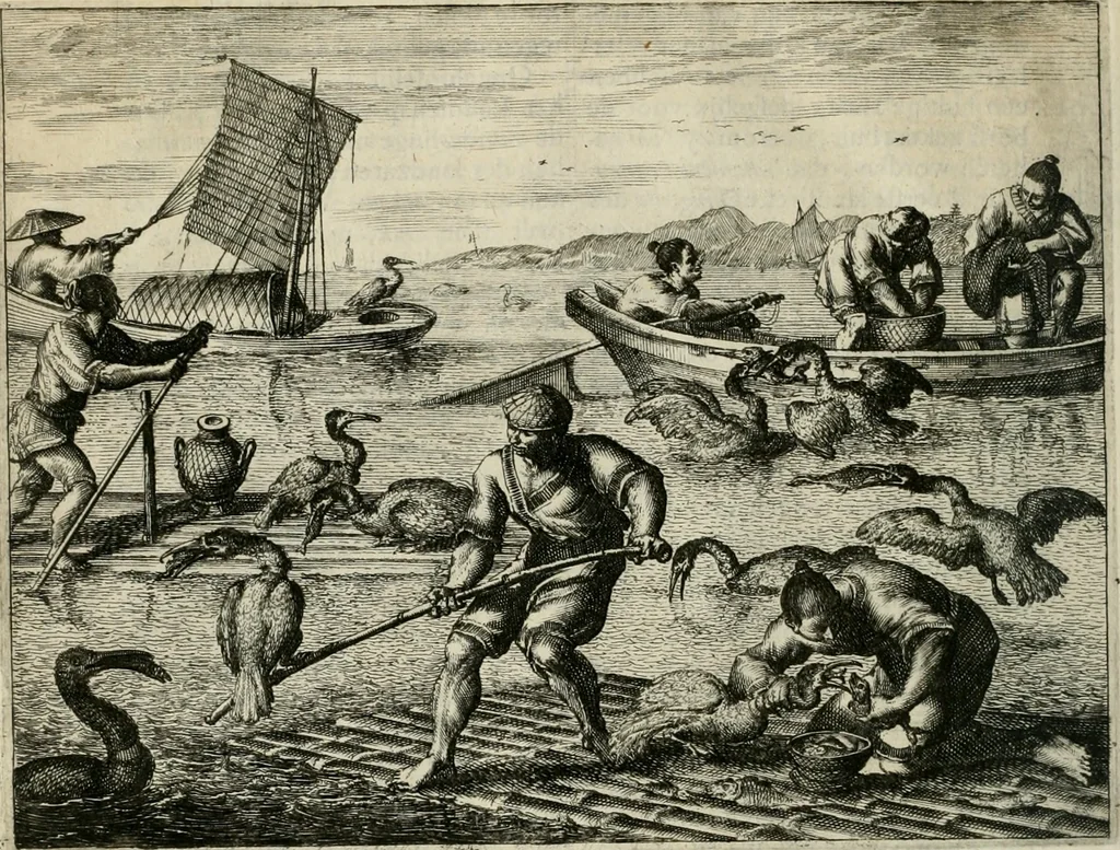 An illustration from Gedenkwaerdig bedryf der Nederlandsche Oost-Indische maetschappye, op de kuste en in het keizerrijk van Taising of Sina: behelzende het tweede gezandschap aen den onder-koning Singlamong en veldheer Taising Lipoui; door Jan van Kampen en Konstantyn Nobel. Vervolgt met een verhael van het voorgevallen des jaers zestien hondert drie ein vier en zestig, op de kust van Sina, en ontrent d'eilanden Tayowan, Formosa, Ay en Quemuy, onder 't gezag van Balthasar Bort: en het derde gezandschap aen Konchy, Tartarsche keizer van Sina en Oost-Tartarye: onder beleit van Zijne Ed. Pieter van Hoorn. Beneffens een beschryving van geheel Sina. Verciert doorgaens met verscheide kopere platen, 1670, leaf 923