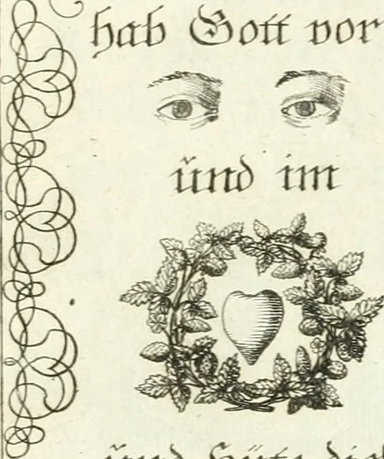 An illustration from Geistliche Herzens-Einbildungen inn zweihundert und fünfzig biblischen Figur-Sprüchen angedeutet : allen andächtige[n] Herze[n], u. der Tugent-Liebenden Jugent, zu einer Gottseligen Belustigung, auch denen Einfältigen, zu einer anmuthigen Vorstellung, unschweren Ergreiffung, und nuzlichen Fassung, auss allen canonischen Büchern der H. Schrifft ..., 1688, leaf 124