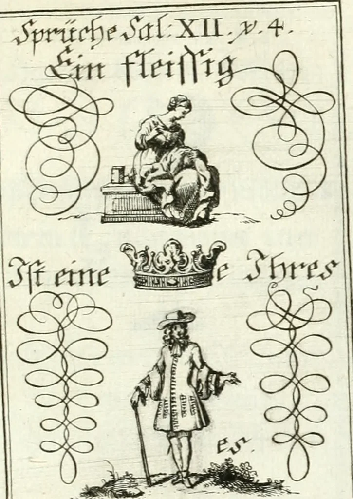An illustration from Geistliche Herzens-Einbildungen inn zweihundert und fünfzig biblischen Figur-Sprüchen angedeutet : allen andächtige[n] Herze[n], u. der Tugent-Liebenden Jugent, zu einer Gottseligen Belustigung, auch denen Einfältigen, zu einer anmuthigen Vorstellung, unschweren Ergreiffung, und nuzlichen Fassung, auss allen canonischen Büchern der H. Schrifft ..., 1688, leaf 236