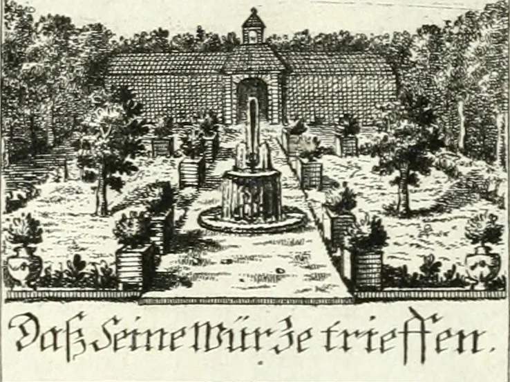 An illustration from Geistliche Herzens-Einbildungen inn zweihundert und fünfzig biblischen Figur-Sprüchen angedeutet : allen andächtige[n] Herze[n], u. der Tugent-Liebenden Jugent, zu einer Gottseligen Belustigung, auch denen Einfältigen, zu einer anmuthigen Vorstellung, unschweren Ergreiffung, und nuzlichen Fassung, auss allen canonischen Büchern der H. Schrifft ..., 1688, leaf 264