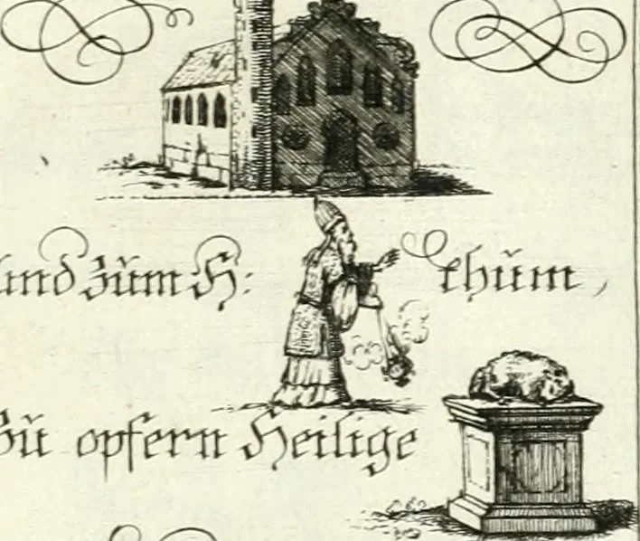 An illustration from Geistliche Herzens-Einbildungen inn zweihundert und fünfzig biblischen Figur-Sprüchen angedeutet : allen andächtige[n] Herze[n], u. der Tugent-Liebenden Jugent, zu einer Gottseligen Belustigung, auch denen Einfältigen, zu einer anmuthigen Vorstellung, unschweren Ergreiffung, und nuzlichen Fassung, auss allen canonischen Büchern der H. Schrifft ..., 1688, leaf 266