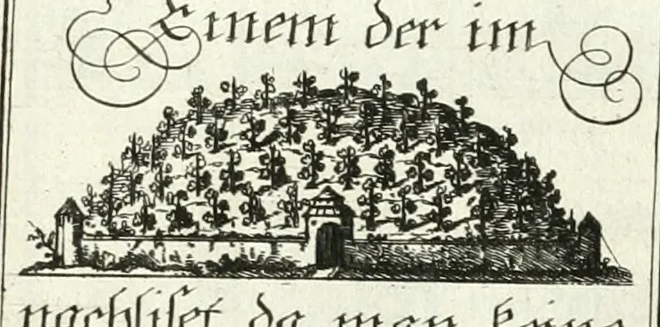 An illustration from Geistliche Herzens-Einbildungen inn zweihundert und fünfzig biblischen Figur-Sprüchen angedeutet : allen andächtige[n] Herze[n], u. der Tugent-Liebenden Jugent, zu einer Gottseligen Belustigung, auch denen Einfältigen, zu einer anmuthigen Vorstellung, unschweren Ergreiffung, und nuzlichen Fassung, auss allen canonischen Büchern der H. Schrifft ..., 1688, leaf 286