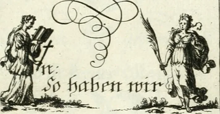 An illustration from Geistliche Herzens-Einbildungen inn zweihundert und fünfzig biblischen Figur-Sprüchen angedeutet : allen andächtige[n] Herze[n], u. der Tugent-Liebenden Jugent, zu einer Gottseligen Belustigung, auch denen Einfältigen, zu einer anmuthigen Vorstellung, unschweren Ergreiffung, und nuzlichen Fassung, auss allen canonischen Büchern der H. Schrifft ..., 1688, leaf 288