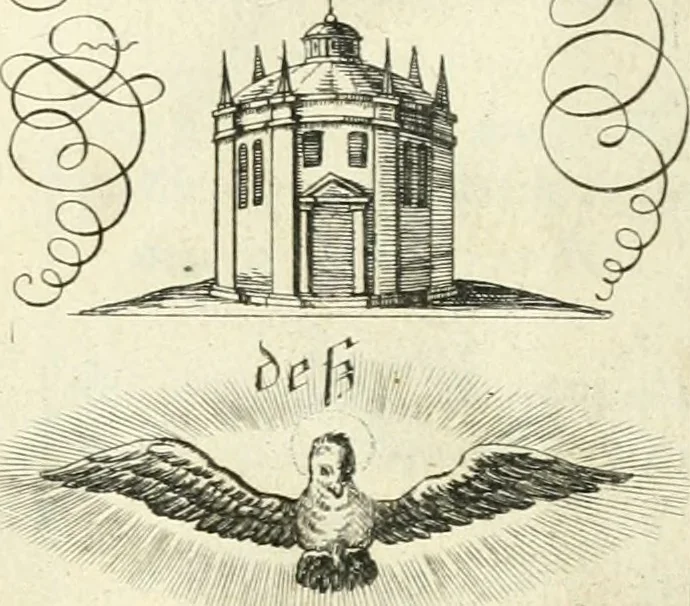 An illustration from Geistliche Herzens-Einbildungen inn zweihundert und fünfzig biblischen Figur-Sprüchen angedeutet : allen andächtige[n] Herze[n], u. der Tugent-Liebenden Jugent, zu einer Gottseligen Belustigung, auch denen Einfältigen, zu einer anmuthigen Vorstellung, unschweren Ergreiffung, und nuzlichen Fassung, auss allen canonischen Büchern der H. Schrifft ..., 1688, leaf 30