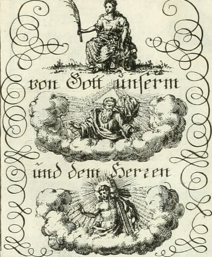 An illustration from Geistliche Herzens-Einbildungen inn zweihundert und fünfzig biblischen Figur-Sprüchen angedeutet : allen andächtige[n] Herze[n], u. der Tugent-Liebenden Jugent, zu einer Gottseligen Belustigung, auch denen Einfältigen, zu einer anmuthigen Vorstellung, unschweren Ergreiffung, und nuzlichen Fassung, auss allen canonischen Büchern der H. Schrifft ..., 1688, leaf 368