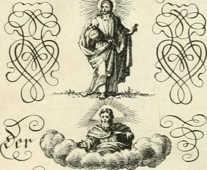 An illustration from Geistliche Herzens-Einbildungen inn zweihundert und fünfzig biblischen Figur-Sprüchen angedeutet : allen andächtige[n] Herze[n], u. der Tugent-Liebenden Jugent, zu einer Gottseligen Belustigung, auch denen Einfältigen, zu einer anmuthigen Vorstellung, unschweren Ergreiffung, und nuzlichen Fassung, auss allen canonischen Büchern der H. Schrifft ..., 1688, leaf 386