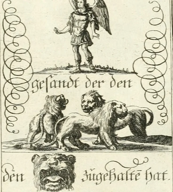 An illustration from Geistliche Herzens-Einbildungen inn zweihundert und fünfzig biblischen Figur-Sprüchen angedeutet : allen andächtige[n] Herze[n], u. der Tugent-Liebenden Jugent, zu einer Gottseligen Belustigung, auch denen Einfältigen, zu einer anmuthigen Vorstellung, unschweren Ergreiffung, und nuzlichen Fassung, auss allen canonischen Büchern der H. Schrifft ..., 1688, leaf 94