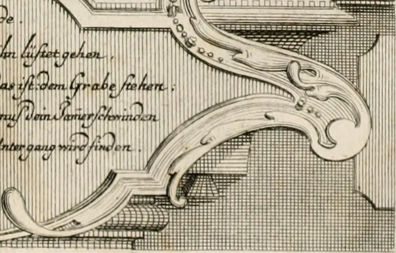 An illustration from Geistliche Todts-Gedancken : bey allerhand Gemählden und Schildereyen in Vorbildung unterschiedlichen Geschlechts, Alters, Standes, und Würdens-Persohnen sich des Todes zu erinneren, aus dessen Lehr die Tugend zu üben, und die Sünd zu meyden : erstlich in Kupfer entworffen, nachmahlen durch sittliche Erörtherung und Uberlegung unter Todten-Farben in Vorschein gebracht, dardurch zum Heyl der Seelen im Gemüth des geneigten Lesers ein lebendige Forcht und embsige Vorsorg des Todes zu erwecken, 1753, leaf 264