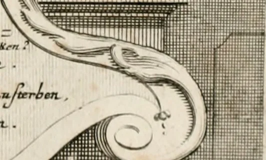 An illustration from Geistliche Todts-Gedancken : bey allerhand Gemählden und Schildereyen in Vorbildung unterschiedlichen Geschlechts, Alters, Standes, und Würdens-Persohnen sich des Todes zu erinneren, aus dessen Lehr die Tugend zu üben, und die Sünd zu meyden : erstlich in Kupfer entworffen, nachmahlen durch sittliche Erörtherung und Uberlegung unter Todten-Farben in Vorschein gebracht, dardurch zum Heyl der Seelen im Gemüth des geneigten Lesers ein lebendige Forcht und embsige Vorsorg des Todes zu erwecken, 1753, leaf 78