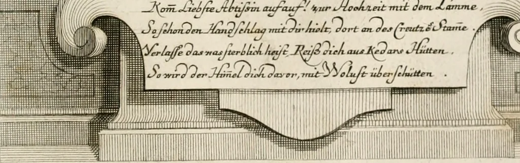 An illustration from Geistliche Todts-Gedancken : bey allerhand Gemählden und Schildereyen in Vorbildung unterschiedlichen Geschlechts, Alters, Standes, und Würdens-Persohnen sich des Todes zu erinneren, aus dessen Lehr die Tugend zu üben, und die Sünd zu meyden : erstlich in Kupfer entworffen, nachmahlen durch sittliche Erörtherung und Uberlegung unter Todten-Farben in Vorschein gebracht, dardurch zum Heyl der Seelen im Gemüth des geneigten Lesers ein lebendige Forcht und embsige Vorsorg des Todes zu erwecken, 1753, leaf 84