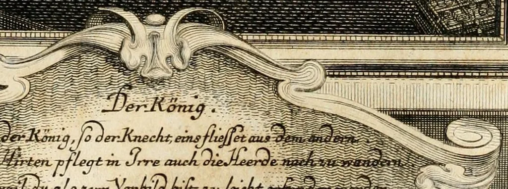 An illustration from Geistliche Todts-Gedancken : bey allerhand Gemählden und Schildereyen in Vorbildung unterschiedlichen Geschlechts, Alters, Standes, und Würdens-Persohnen sich des Todes zu erinnern, aus dessen Lehr die Tugend zu üben, und die Sünd zu meyden : erstlich in Kupfer entworffen, nachmahlen durch sittliche Erörtherung und Uberlegung unter Todten-Farben in Vorschein gebracht, dardurch zum Heyl der Seelen im Gemüth des geneigten Lesers ein lebendige Forcht und embsige Vorsorg des Todes zu erwecken, 1753, leaf 103