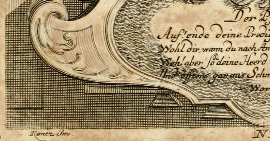 An illustration from Geistliche Todts-Gedancken : bey allerhand Gemählden und Schildereyen in Vorbildung unterschiedlichen Geschlechts, Alters, Standes, und Würdens-Persohnen sich des Todes zu erinnern, aus dessen Lehr die Tugend zu üben, und die Sünd zu meyden : erstlich in Kupfer entworffen, nachmahlen durch sittliche Erörtherung und Uberlegung unter Todten-Farben in Vorschein gebracht, dardurch zum Heyl der Seelen im Gemüth des geneigten Lesers ein lebendige Forcht und embsige Vorsorg des Todes zu erwecken, 1753, leaf 62