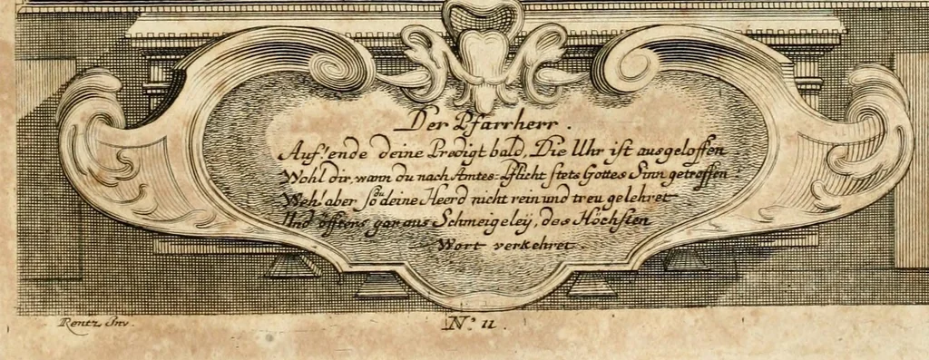 An illustration from Geistliche Todts-Gedancken : bey allerhand Gemählden und Schildereyen in Vorbildung unterschiedlichen Geschlechts, Alters, Standes, und Würdens-Persohnen sich des Todes zu erinnern, aus dessen Lehr die Tugend zu üben, und die Sünd zu meyden : erstlich in Kupfer entworffen, nachmahlen durch sittliche Erörtherung und Uberlegung unter Todten-Farben in Vorschein gebracht, dardurch zum Heyl der Seelen im Gemüth des geneigten Lesers ein lebendige Forcht und embsige Vorsorg des Todes zu erwecken, 1753, leaf 63