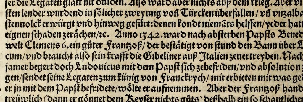 An illustration from Gemeiner loblicher Eydgnoschafft Stetten, Landen vnd Völckeren Chronick wirdiger Thaaten Beschreybung : hieriñ wirt auch die Gelegenheit der gantzen Europe : item ein kurtzuer griffne Chronica Germanie oder Teütschlands : in sonders aber ein fleyssige histori vnd ordenliche Beschreybung Gallie oder Franckrychs fürgestellt : darauff deñ obgedachte der Eydgnoschafft Beschreybung volget ..., 1548, leaf 176