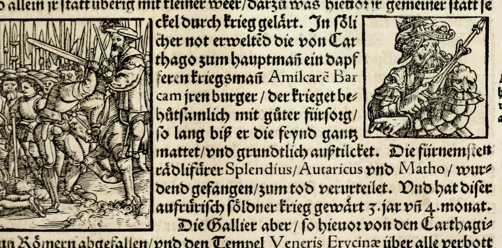 An illustration from Gemeiner loblicher Eydgnoschafft Stetten, Landen vnd Völckeren Chronick wirdiger Thaaten Beschreybung : hieriñ wirt auch die Gelegenheit der gantzen Europe : item ein kurtzuer griffne Chronica Germanie oder Teütschlands : in sonders aber ein fleyssige histori vnd ordenliche Beschreybung Gallie oder Franckrychs fürgestellt : darauff deñ obgedachte der Eydgnoschafft Beschreybung volget ..., 1548, leaf 277
