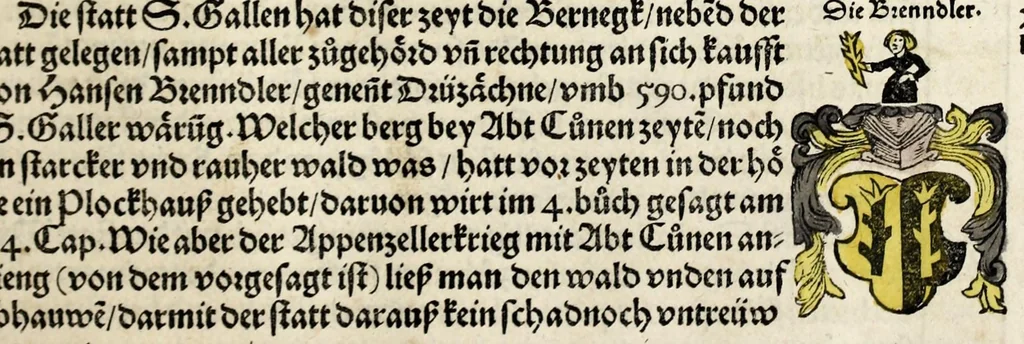 An illustration from Gemeiner loblicher Eydgnoschafft Stetten, Landen vnd Völckeren Chronick wirdiger Thaaten Beschreybung : hieriñ wirt auch die Gelegenheit der gantzen Europe : item ein kurtzuer griffne Chronica Germanie oder Teütschlands : in sonders aber ein fleyssige histori vnd ordenliche Beschreybung Gallie oder Franckrychs fürgestellt : darauff deñ obgedachte der Eydgnoschafft Beschreybung volget ..., 1548, leaf 271