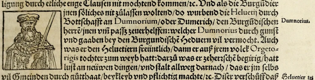An illustration from Gemeiner loblicher Eydgnoschafft Stetten, Landen vnd Völckeren Chronick wirdiger Thaaten Beschreybung : hieriñ wirt auch die Gelegenheit der gantzen Europe : item ein kurtzuer griffne Chronica Germanie oder Teütschlands : in sonders aber ein fleyssige histori vnd ordenliche Beschreybung Gallie oder Franckrychs fürgestellt : darauff deñ obgedachte der Eydgnoschafft Beschreybung volget ..., 1548, leaf 41
