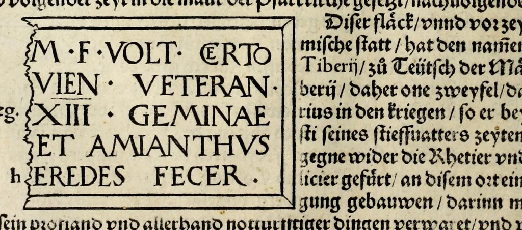 An illustration from Gemeiner loblicher Eydgnoschafft Stetten, Landen vnd Völckeren Chronick wirdiger Thaaten Beschreybung : hieriñ wirt auch die Gelegenheit der gantzen Europe : item ein kurtzuer griffne Chronica Germanie oder Teütschlands : in sonders aber ein fleyssige histori vnd ordenliche Beschreybung Gallie oder Franckrychs fürgestellt : darauff deñ obgedachte der Eydgnoschafft Beschreybung volget ..., 1548, leaf 438