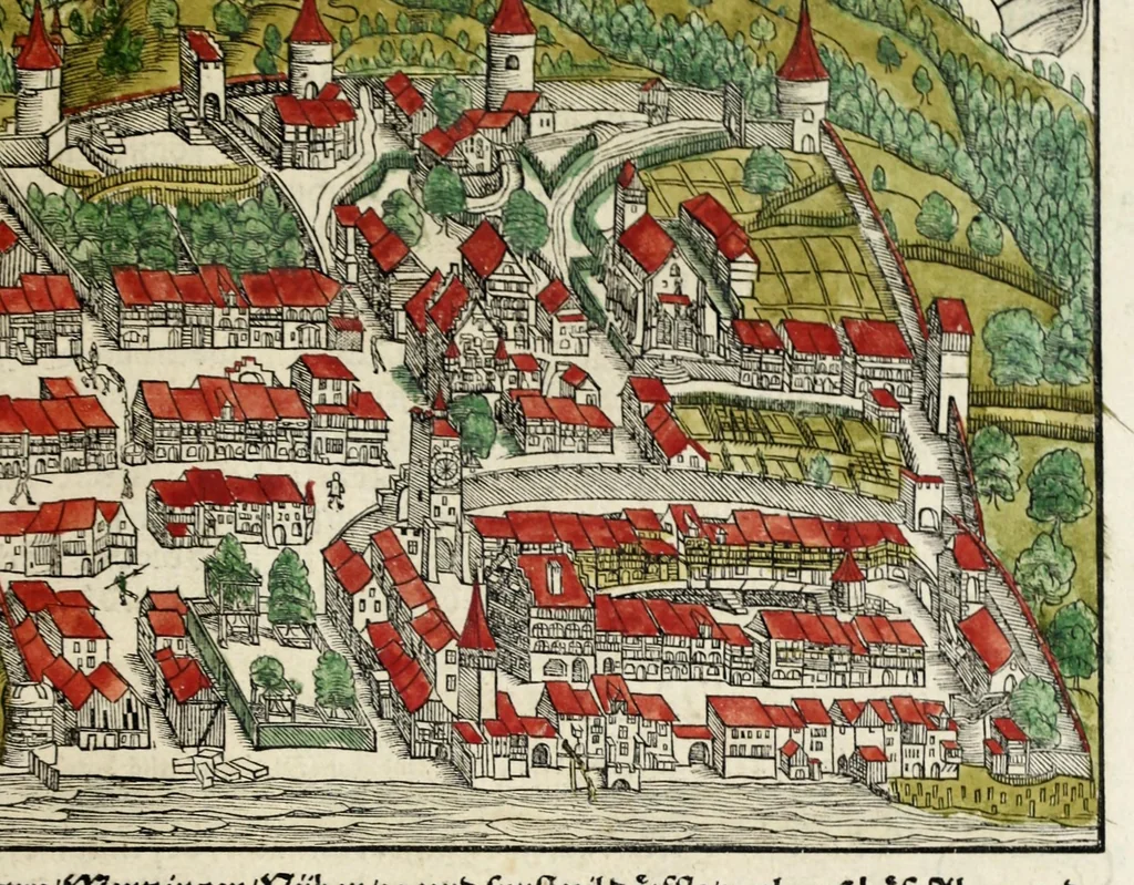An illustration from Gemeiner loblicher Eydgnoschafft Stetten, Landen vnd Völckeren Chronick wirdiger Thaaten Beschreybung : hieriñ wirt auch die Gelegenheit der gantzen Europe : item ein kurtzuer griffne Chronica Germanie oder Teütschlands : in sonders aber ein fleyssige histori vnd ordenliche Beschreybung Gallie oder Franckrychs fürgestellt : darauff deñ obgedachte der Eydgnoschafft Beschreybung volget ..., 1548, leaf 539
