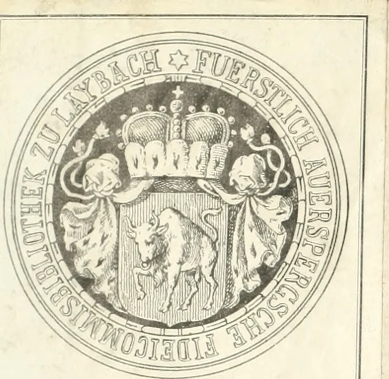 An illustration from Genealogia serenissimae domus Austriacae : a Philippo Primo, Rege Hispaniarum, altero Austriacae magnitudinis fundatore, ad Augustissimos Caesares Leopoldum et Margaretham deducta : et eisdem Augustissimis, dum felici et toto orbe desiderato hymenaeo jungerentur, submississime dedicata ab Archiducali Collegio Graecensi Societatis Jesu, 1666, leaf 1