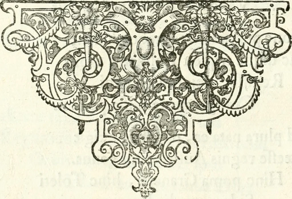 An illustration from Genealogia serenissimae domus Austriacae : a Philippo Primo, Rege Hispaniarum, altero Austriacae magnitudinis fundatore, ad Augustissimos Caesares Leopoldum et Margaretham deducta : et eisdem Augustissimis, dum felici et toto orbe desiderato hymenaeo jungerentur, submississime dedicata ab Archiducali Collegio Graecensi Societatis Jesu, 1666, leaf 19