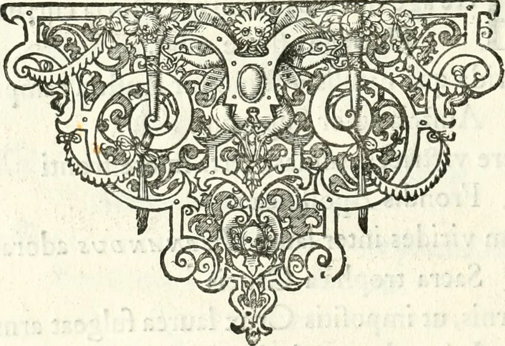 An illustration from Genealogia serenissimae domus Austriacae : a Philippo Primo, Rege Hispaniarum, altero Austriacae magnitudinis fundatore, ad Augustissimos Caesares Leopoldum et Margaretham deducta : et eisdem Augustissimis, dum felici et toto orbe desiderato hymenaeo jungerentur, submississime dedicata ab Archiducali Collegio Graecensi Societatis Jesu, 1666, leaf 49