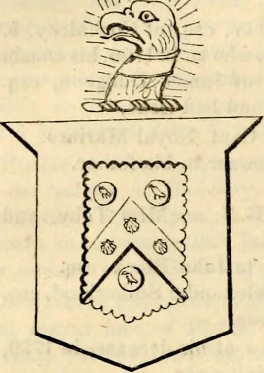 An illustration from A genealogical and heraldic history of the landed gentry ; or, Commoners of Great Britain and Ireland enjoying territorial possessions or high official rank : but uninvested with heritable honours, 1837, leaf 156