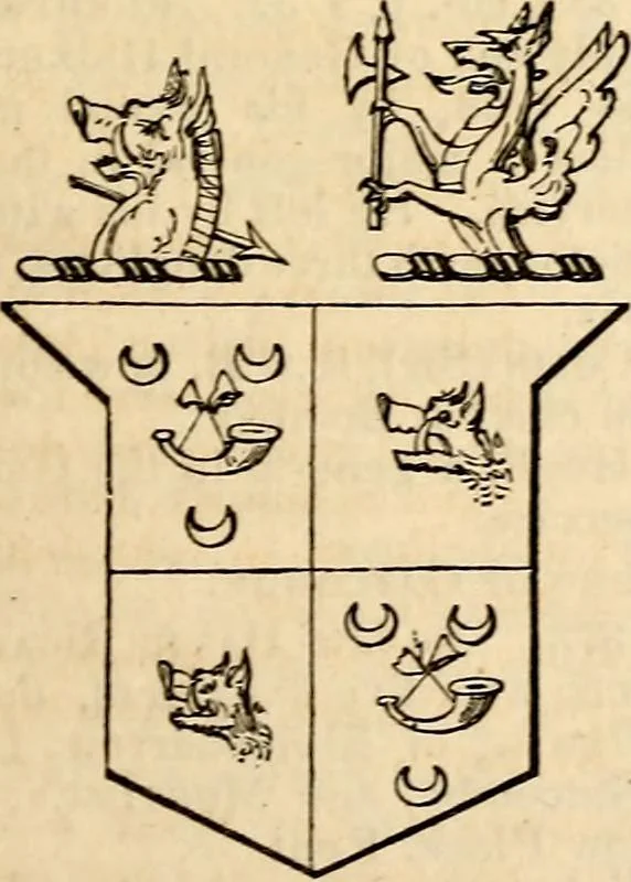 An illustration from A genealogical and heraldic history of the landed gentry ; or, Commoners of Great Britain and Ireland enjoying territorial possessions or high official rank : but uninvested with heritable honours, 1837, leaf 17