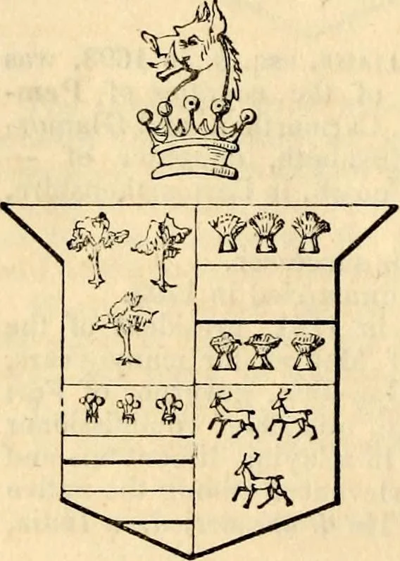 An illustration from A genealogical and heraldic history of the landed gentry ; or, Commoners of Great Britain and Ireland enjoying territorial possessions or high official rank : but uninvested with heritable honours, 1837, leaf 672