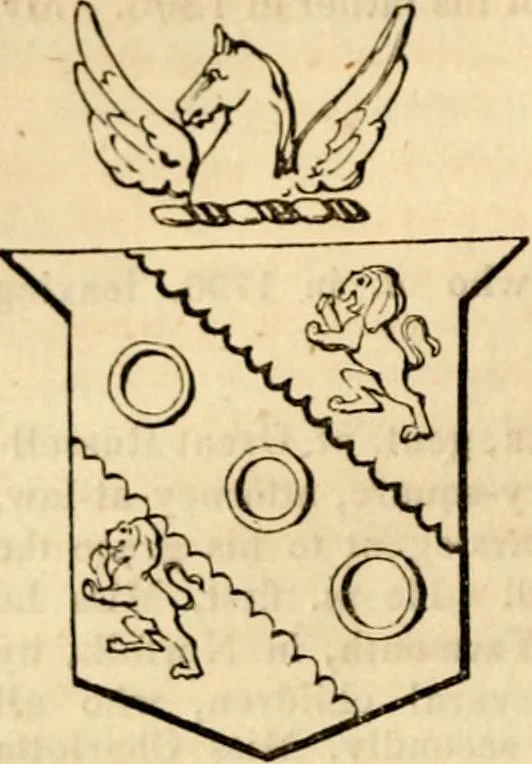An illustration from A genealogical and heraldic history of the landed gentry ; or, Commoners of Great Britain and Ireland enjoying territorial possessions or high official rank : but uninvested with heritable honours, 1837, leaf 92