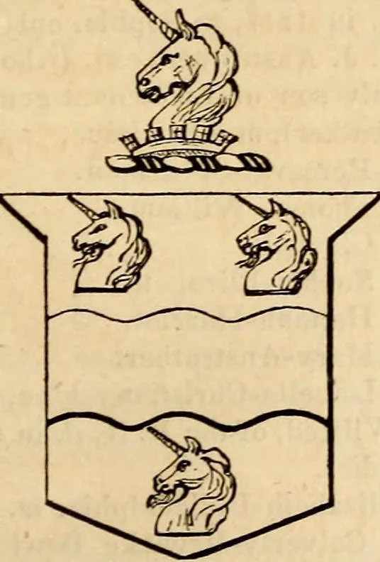 An illustration from A genealogical and heraldic history of the landed gentry ; or, Commoners of Great Britain and Ireland enjoying territorial possessions or high official rank : but uninvested with heritable honours, 1837, leaf 95