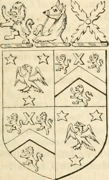 An illustration from A genealogical and heraldic history of the commoners of Great Britain and Ireland, enjoying territorial possessions or high official rank; but univested with heritable honours, 1838, leaf 386