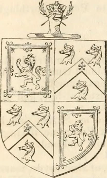 An illustration from A genealogical and heraldic history of the commoners of Great Britain and Ireland, enjoying territorial possessions or high official rank; but univested with heritable honours, 1838, leaf 677