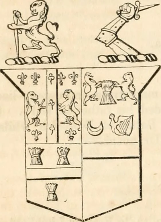 An illustration from A genealogical and heraldic history of the commoners of Great Britain and Ireland, enjoying territorial possessions or high official rank; but univested with heritable honours, 1838, leaf 723