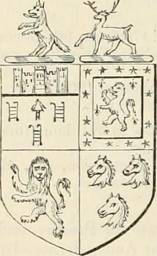 An illustration from A genealogical and heraldic history of the commoners of Great Britain and Ireland, enjoying territorial possessions or high official rank; but univested with heritable honours, 1838, leaf 407