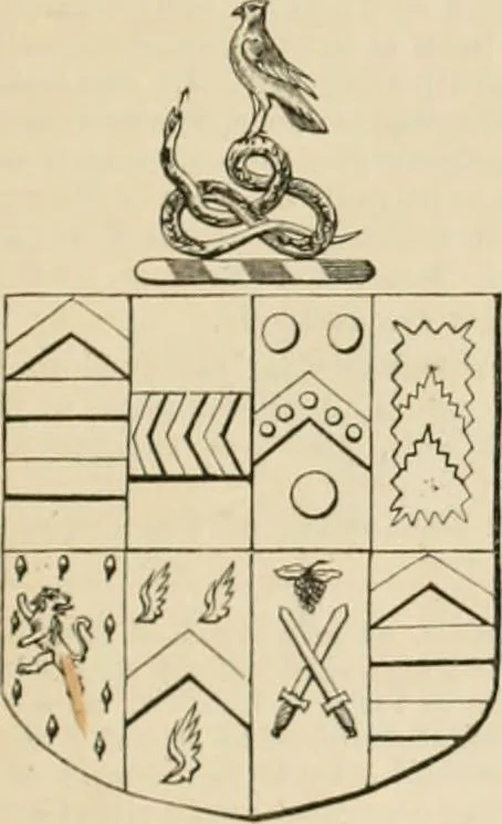 An illustration from A genealogical and heraldic history of the commoners of Great Britain and Ireland, enjoying territorial possessions or high official rank; but univested with heritable honours, 1838, leaf 718