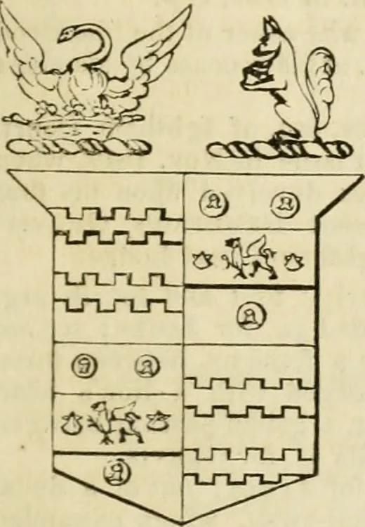 An illustration from A genealogical and heraldic history of the commoners of Great Britain and Ireland, enjoying territorial possessions or high official rank; but univested with heritable honours, 1838, leaf 437