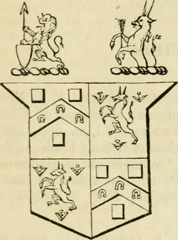 An illustration from A genealogical and heraldic history of the commoners of Great Britain and Ireland, enjoying territorial possessions or high official rank; but univested with heritable honours, 1838, leaf 687