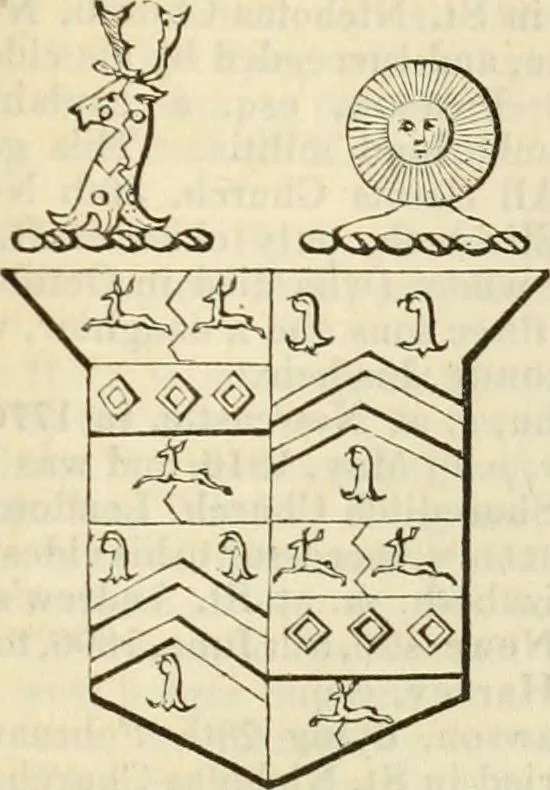 An illustration from A genealogical and heraldic history of the commoners of Great Britain and Ireland, enjoying territorial possessions or high official rank; but univested with heritable honours, 1838, leaf 210