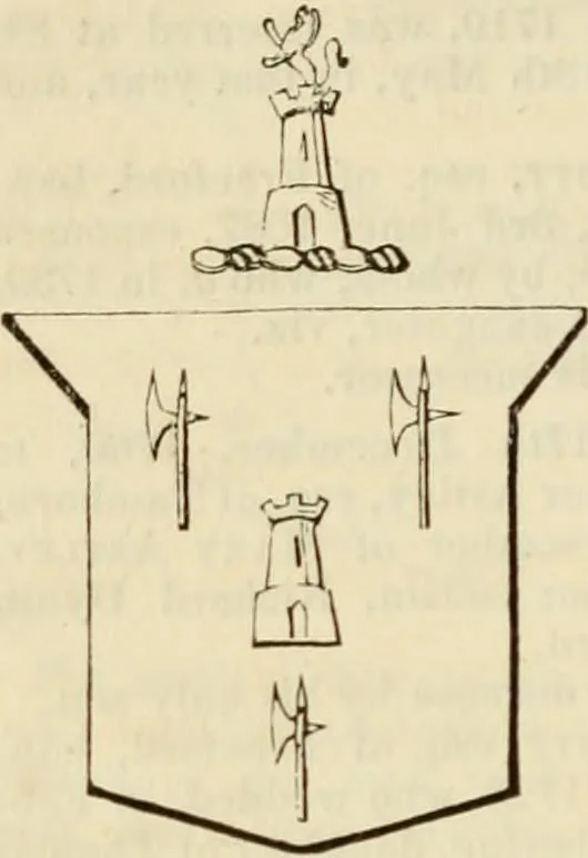 An illustration from A genealogical and heraldic history of the commoners of Great Britain and Ireland, enjoying territorial possessions or high official rank; but univested with heritable honours, 1838, leaf 465