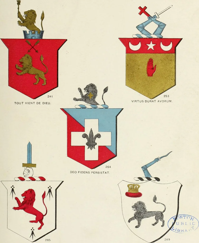 An illustration from A genealogical history of Irish families : with their crests and armorial bearings, 1895, leaf 101