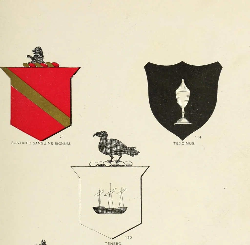 An illustration from A genealogical history of Irish families : with their crests and armorial bearings, 1895, leaf 111